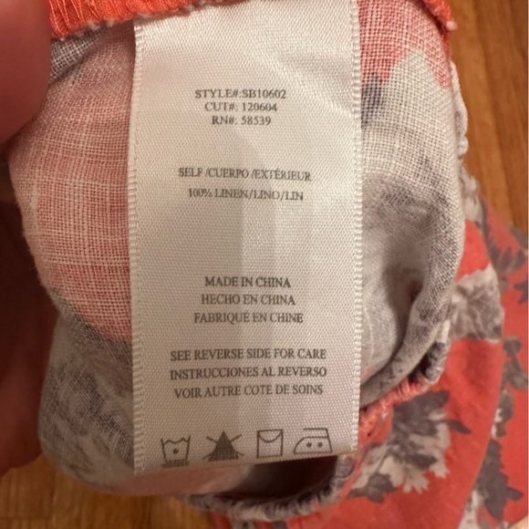 Kut from the Kloth Coral Floral Linen Shorts Elastic Waist Size 4 (n) - Picture 6 of 13